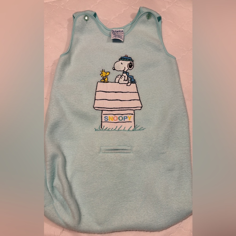 Vintage Peanuts Snoopy Light Blue Baby Sleep Sack
